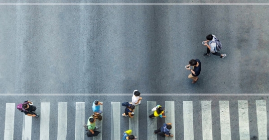 pedestrians in a crosswalk