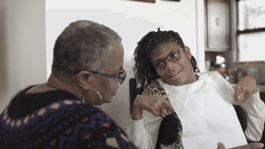 Women and disabled daughter